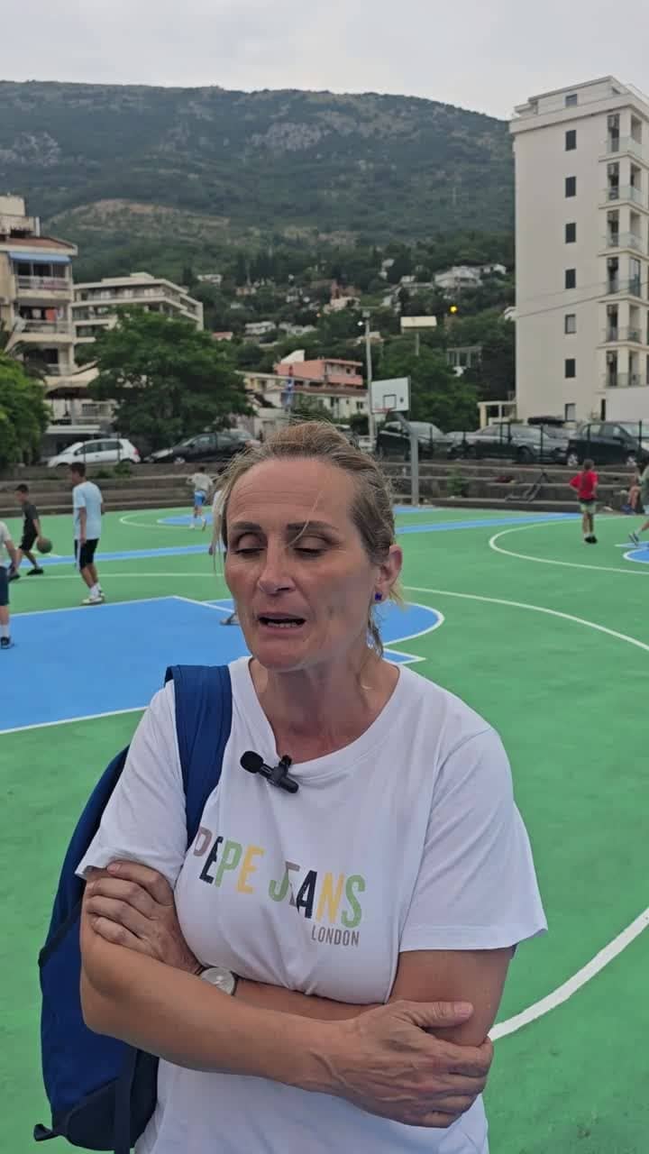 Nina, camp educator, on the court in Sutomore
